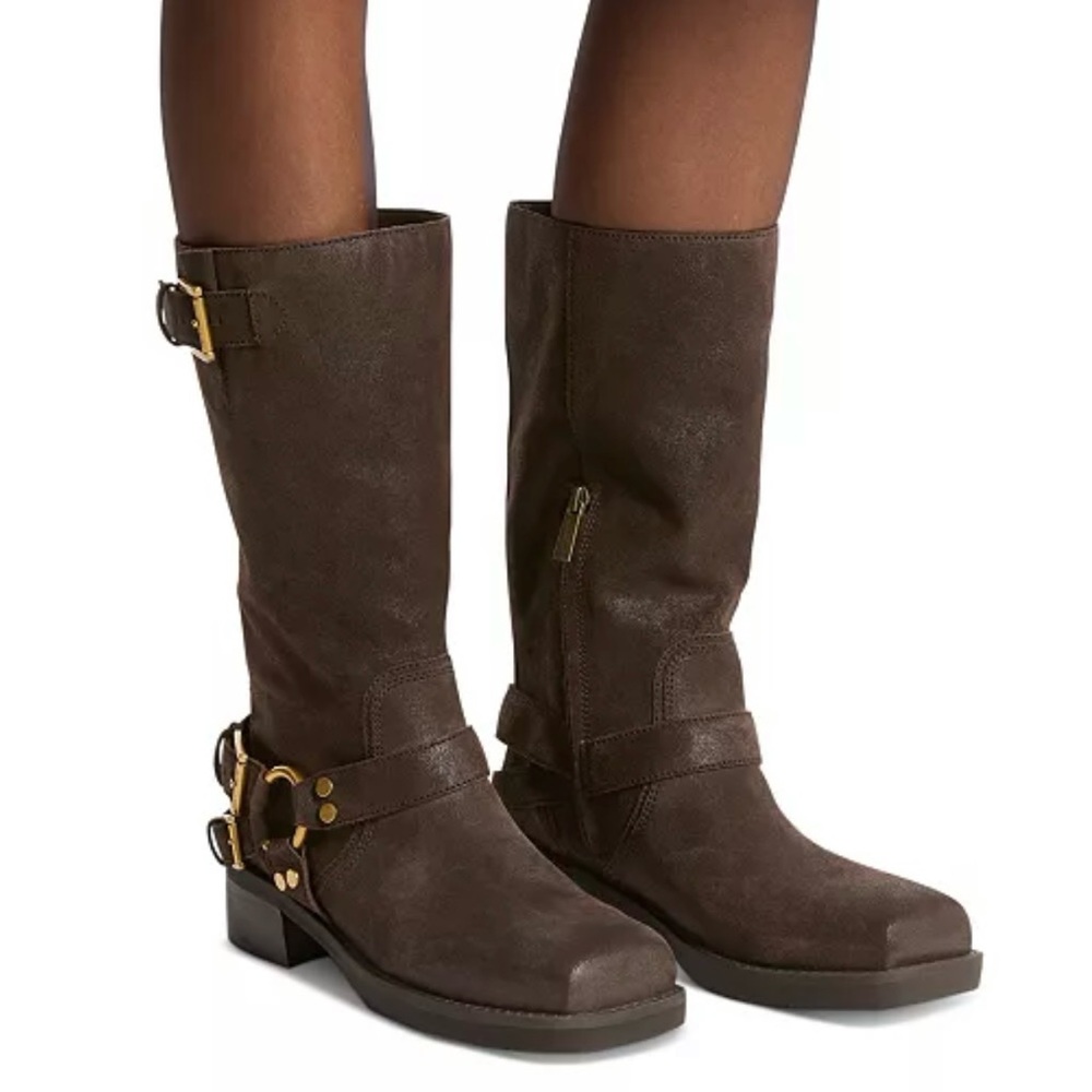 *BRAND NEW* Michael Kors Crosby Leather Moto Boot, 8.5, chocolate color